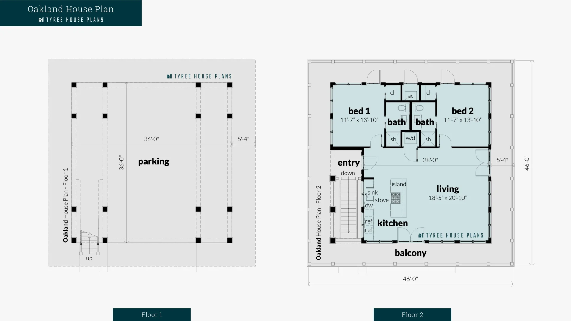 Oakland House Plan Floor Artwork by Tyree House Plans