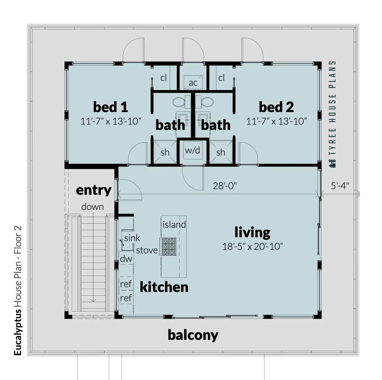 Floor 2 - Eucalyptus House Plan by Tyree House Plans
