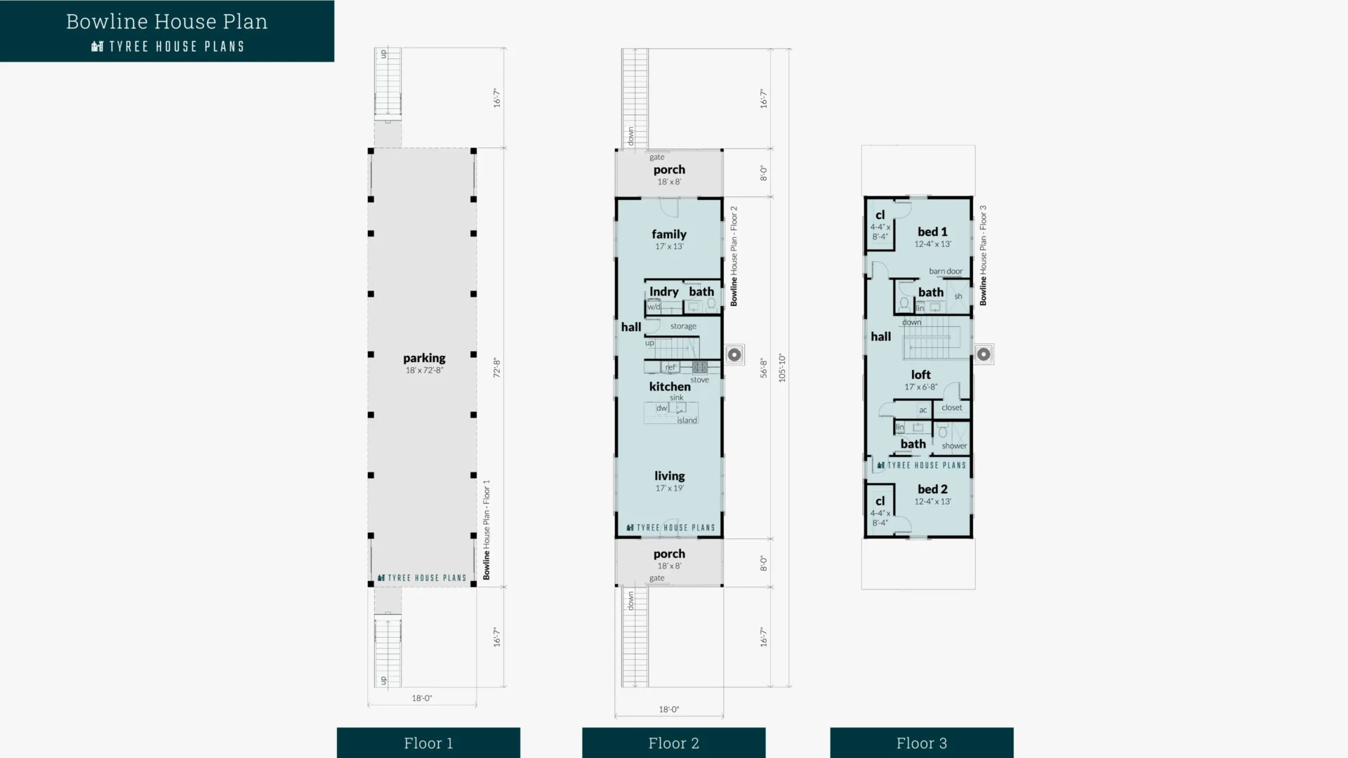 Bowline House Plan Floor Artwork by Tyree House Plans