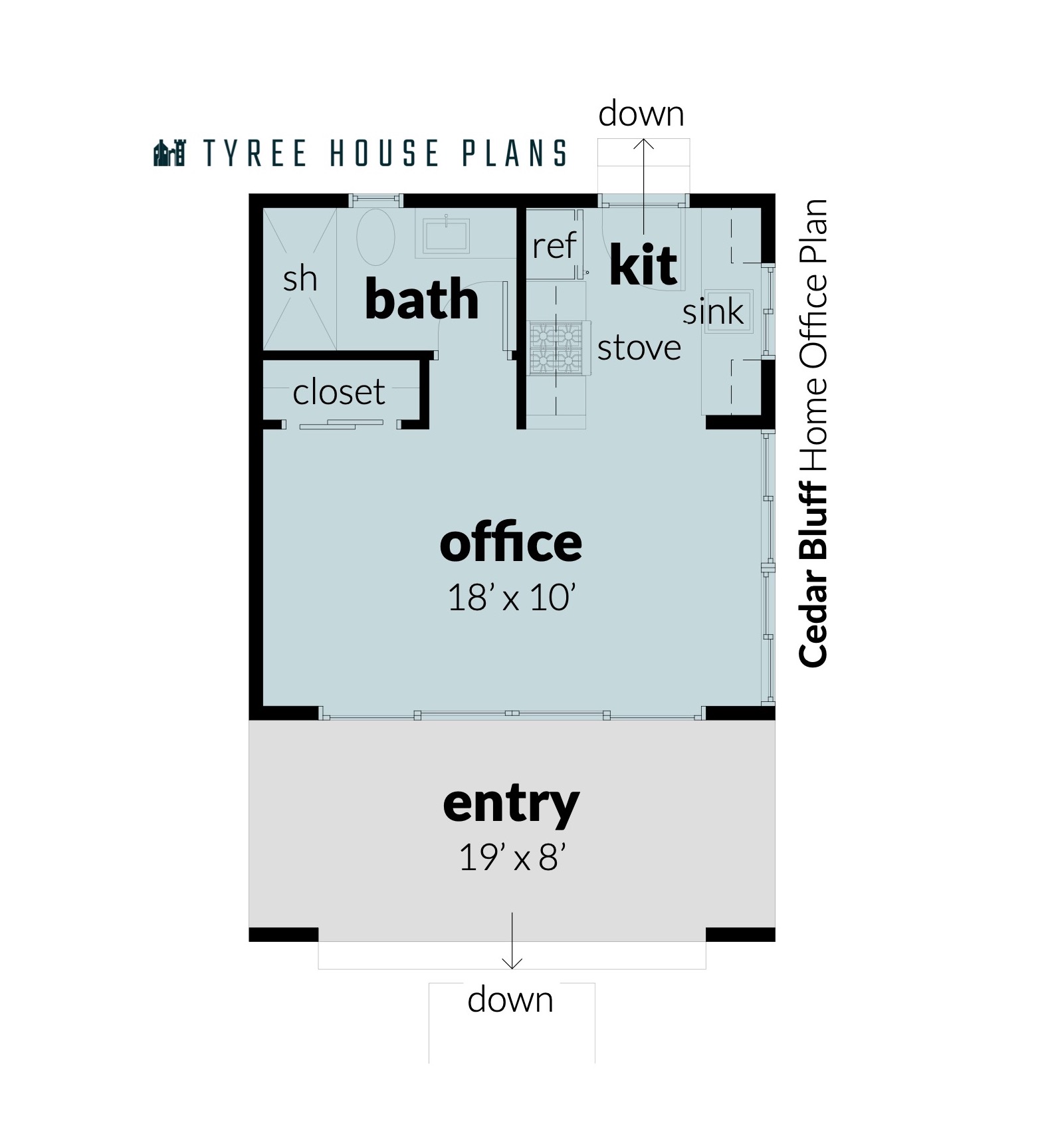 Floor plan. Cedar Bluff Home Office by Tyree House Plans.