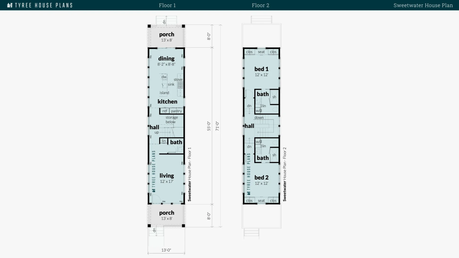 Sweetwater House Plan Floor Artwork by Tyree House Plans