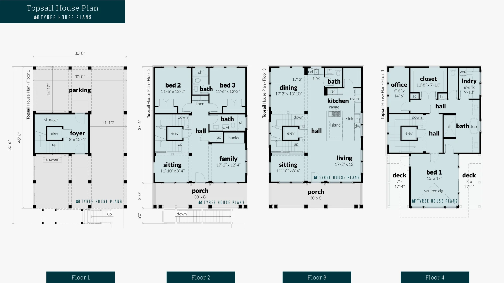 Topsail House Plan Floor Artwork by Tyree House Plans