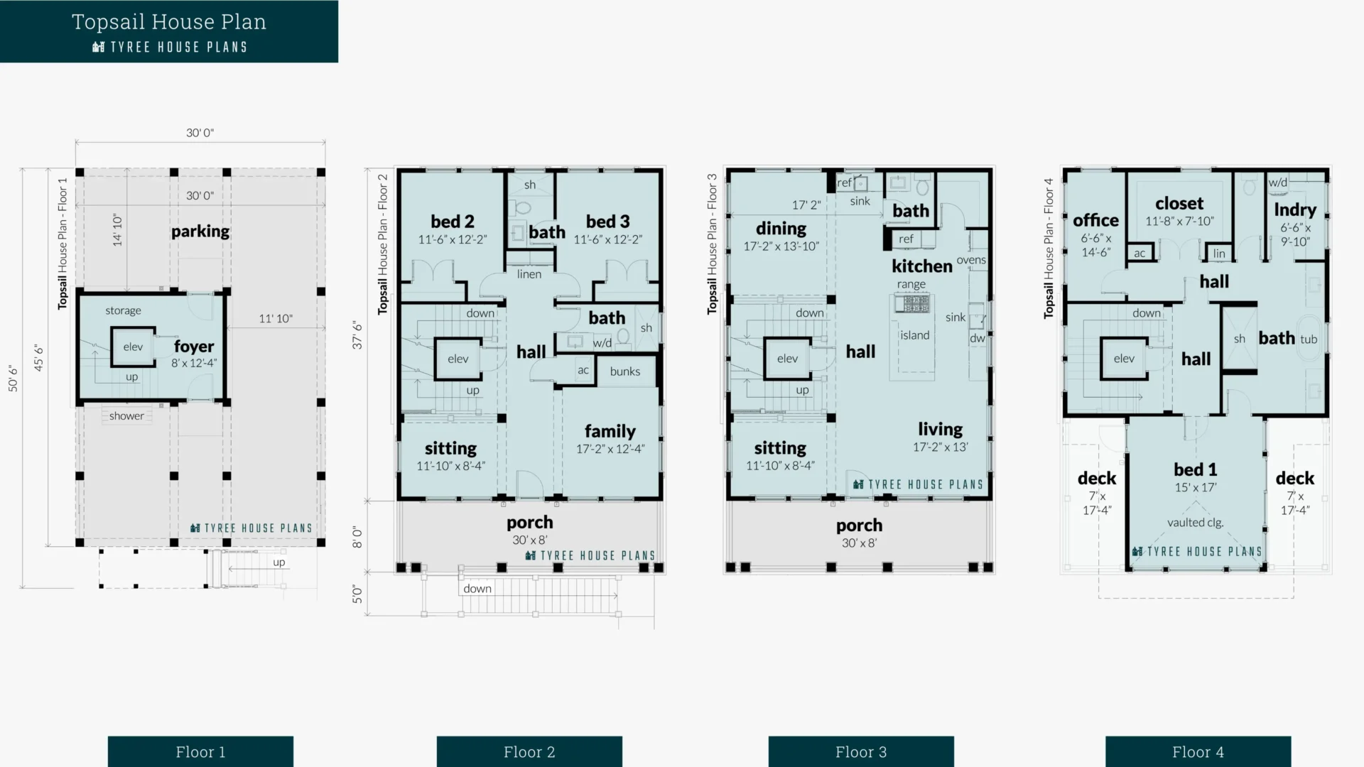 Topsail House Plan Floor Artwork by Tyree House Plans