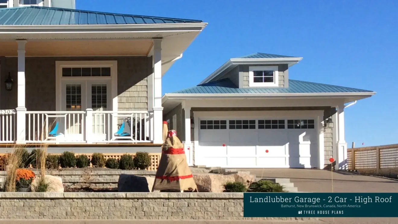 Front - Landlubber Garage - 2 Car - High Roof by Tyree House Plans