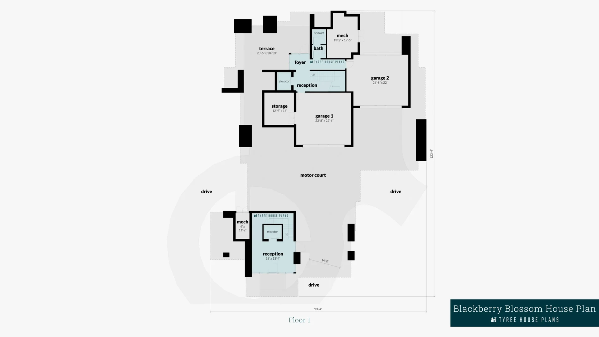 Blackberry Blossom House Plan Floor 1 Artwork by Tyree House Plans