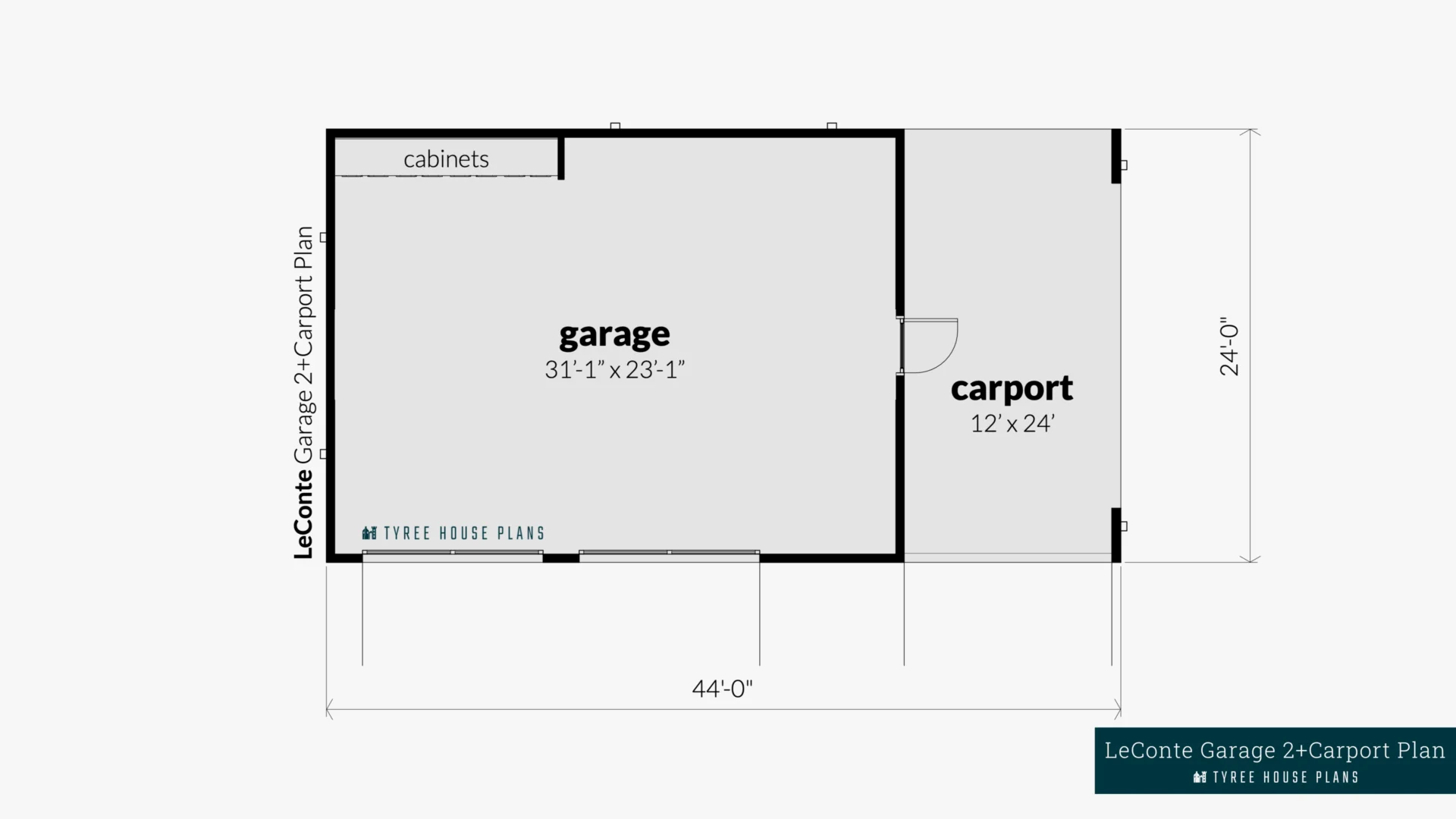 LeConte Garage 2+Carport Plan - Floor Artwork by Tyree House Plans