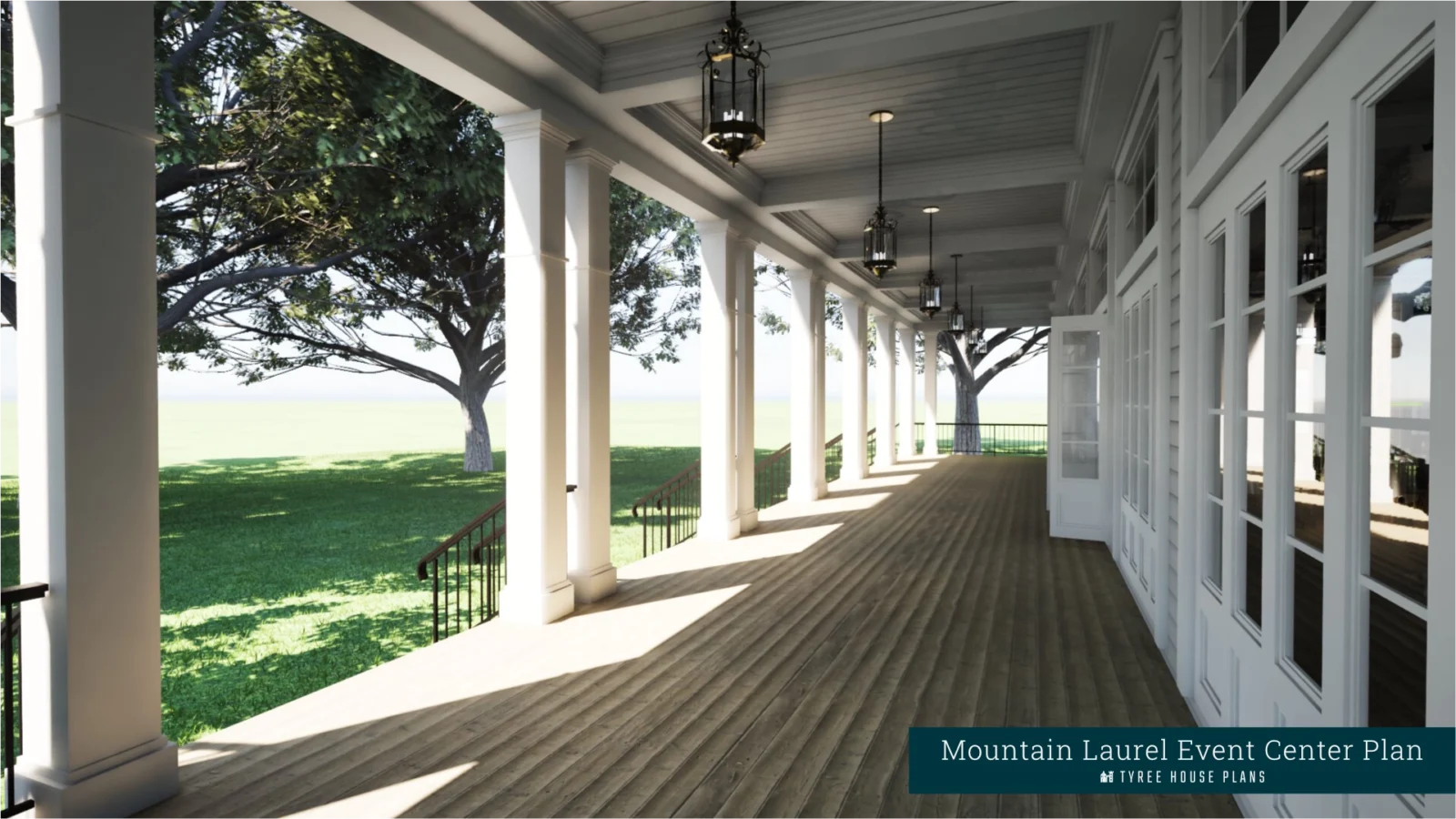 Side Porch 2 - Mountain Laurel Event Center Plan by Tyree House Plans
