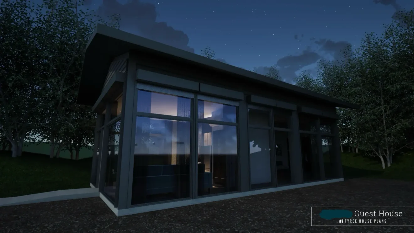 Night View - Customized Mesquite Guest House by Tyree House Plans
