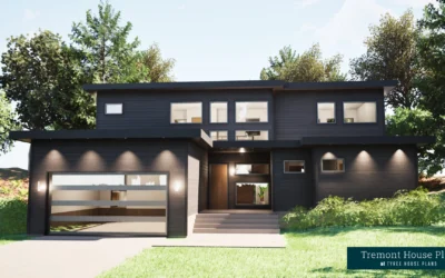 Tremont. Woodsy Modern Four Bedroom House Plan.
