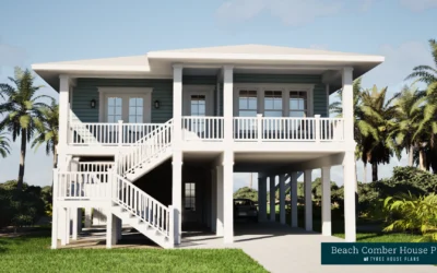 Beach Comber. Three Bedroom Beach House Plan with Master Bedroom Porch.