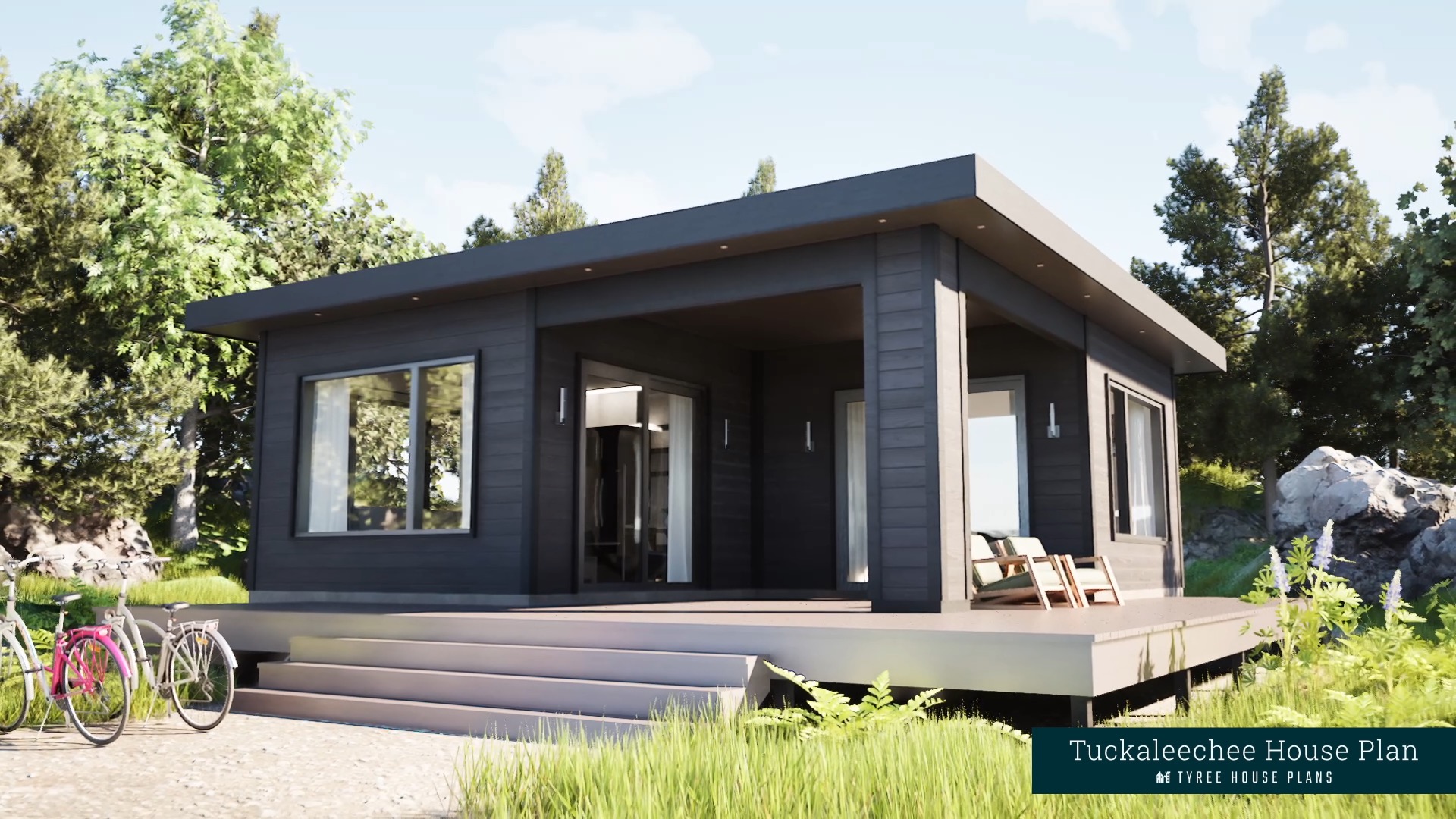 Tuckaleechee. Modern Cabin Plan With Large Deck For Viewing Creation.  Created by Tyree House Plans., image size:1920x1080