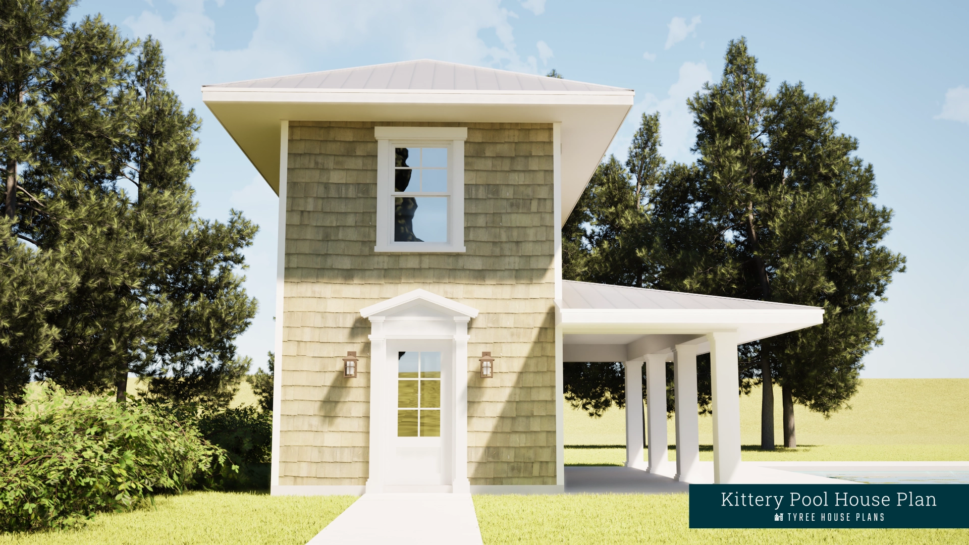 Kittery. Two Story Colonial Pool House Plan